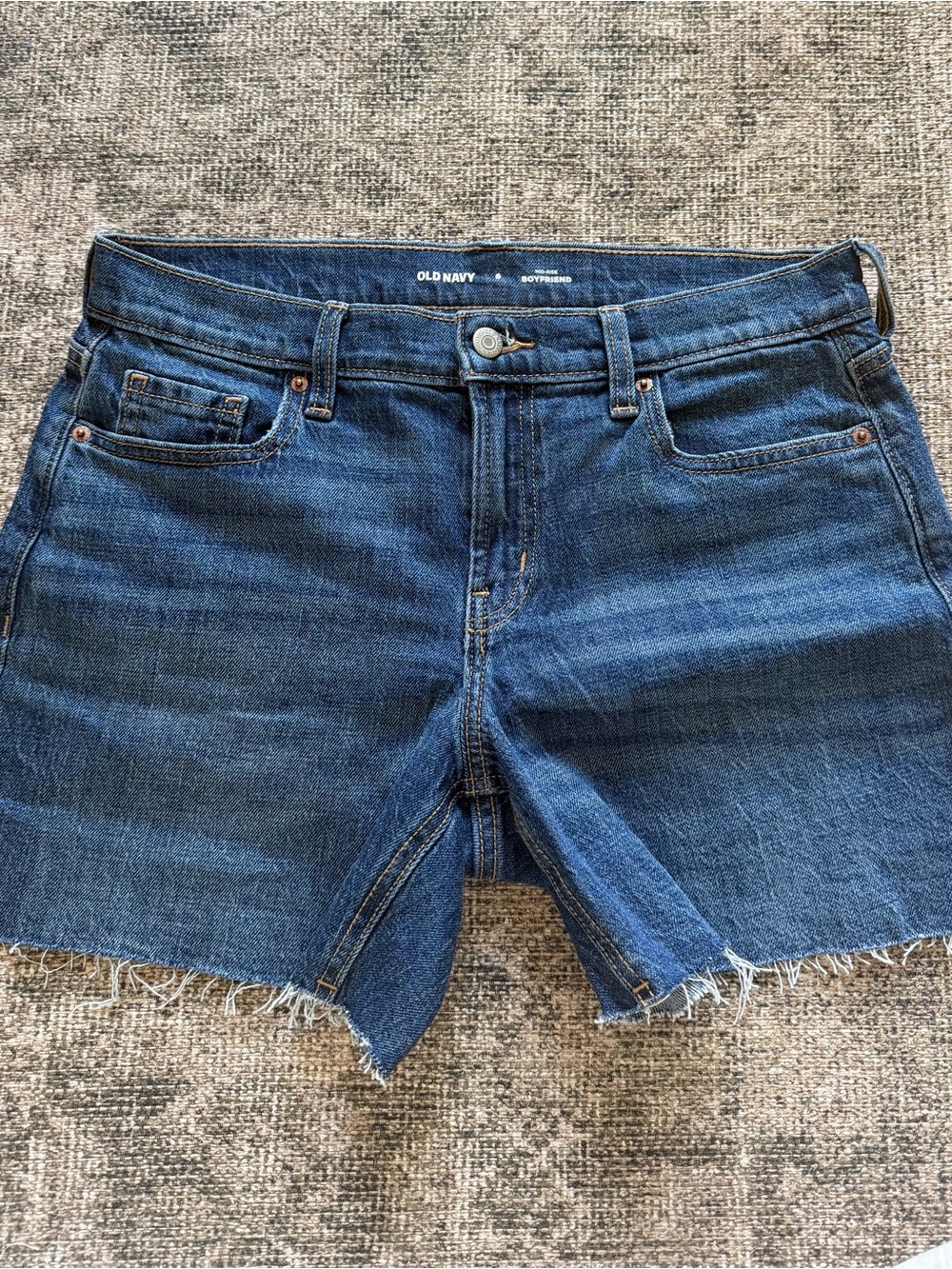 Old Navy Dark Blue Denim Mid Rise Boyfriend Shorts  Women's Shorts